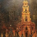 Snowfall in Cathedral Square - Milwaukee